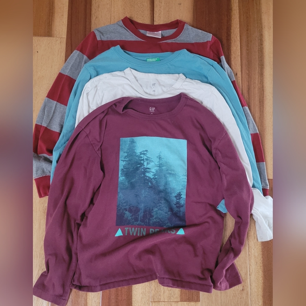 Bundle Of GAP, Hannah Anderson And Benneton Graphic Long Sleeve Tees.